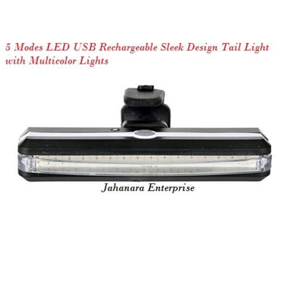 Picture of Bicycle 5 Modes LED USB Rechargeable Sleek Design Tail Light with Multicolor Lights