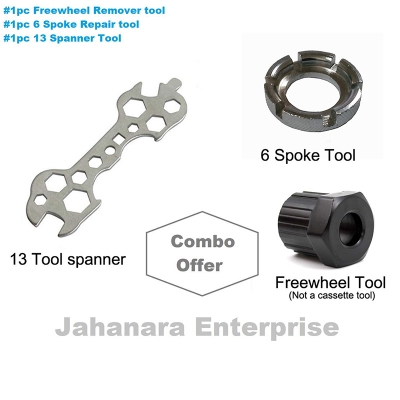 Picture of Bicycle 13 Spanner Tool with 6 Spoke Repair & Freewheel Remover Tool Combo for Cycle Maintenance Tool, (Set Of 3) - Bike - সাইকেল