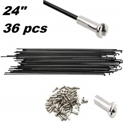 Picture of 24" Bicycle Spokes, Stainless Steel Bike Accessories Black 10/36 pcs - সাইকেল