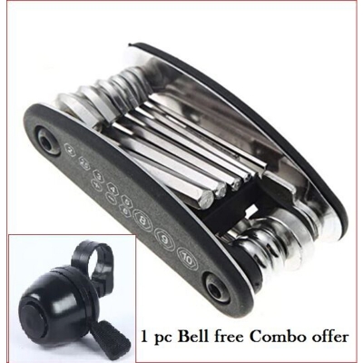 Picture of Hex Key Erench  16 in 1 Multi Functional Bike Bicycle Mechanic Repair Set Tool kit + Bell Combo offer Bicycle Accessories