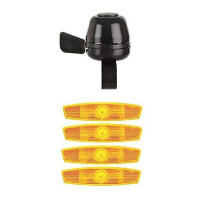 Picture of Cool & Stylish 4 PCS Front & Rear Cycle Reflector Light with Cycle Bell All Black Aluminium Stylish Unisex