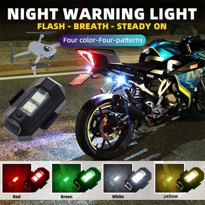 Picture of 3 Colors LED Aircraft Strobe Lights for Motorcycles, Drone Flashing Strobe Lights, Anti-Collision Lighting LED Lights Night Signal Light for Bike, Motorcycle (1 Piece)