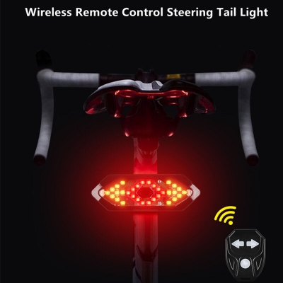 Picture of Bicycle Tail Light USB Rechargable Smart Wireless Remote Control Turn Signal LED Rear Break Light (Black) - সাইকেল