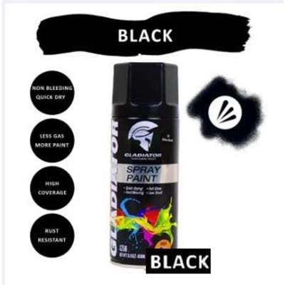 Picture of Spray Paint Matt Black 450ml Gladiator Spray Paint (04 Matt Black) Automatic hand spray paint, anti-rust Aerosol Spray Paint, metal furniture wood Spray Paint For car Motorcycle graffiti wall