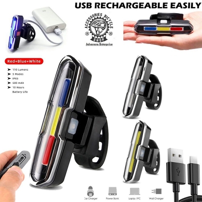 Picture of Bicycle Rear Light Waterproof LED USB Rechargeable Tail Light Cycling Flash Lamp Safety Mountain Bike Taillight Red Blue White