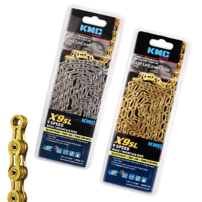 Picture of KMC X9.93 Golden Chain 9 Speed Road & Mountain Bike Chain Bicycle Gear Chain Hi-Performance And X-Durability1/2''x11/128'' Link : 116