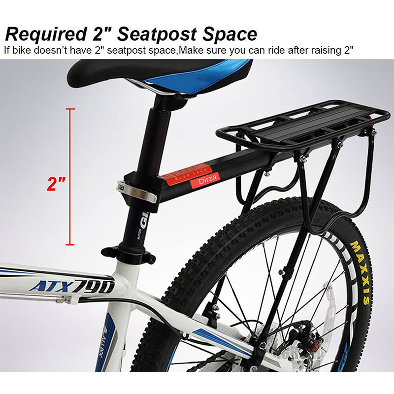Picture of Bicycle Cargo Rack Quick Release Adjustable Alloy Bicycle Carrier 115 Lb Capacity Belt Free