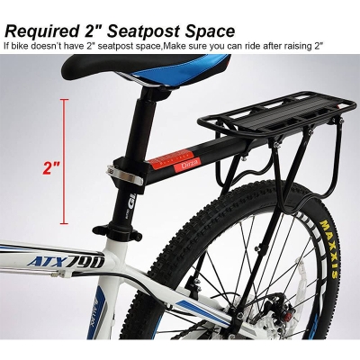 Picture of Bicycle Cargo Rack Quick Release Adjustable Alloy Bicycle Carrier 115 Lb Capacity Belt Free