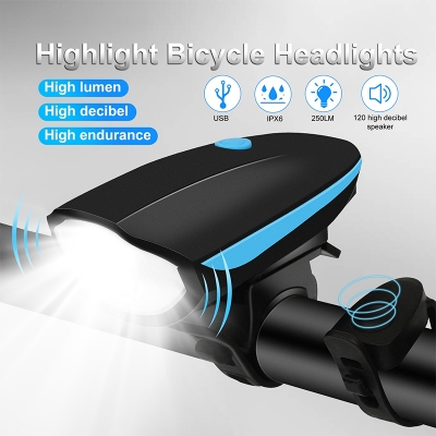 Picture of Bicycle Sound Light Bike LED Light Electronic Horn Siren Horn, 6 LED Light 4 Sounds Trumpet Cycling Horn Bell Siren, Warning Safety Light Waterproof Bicycle Policce Light