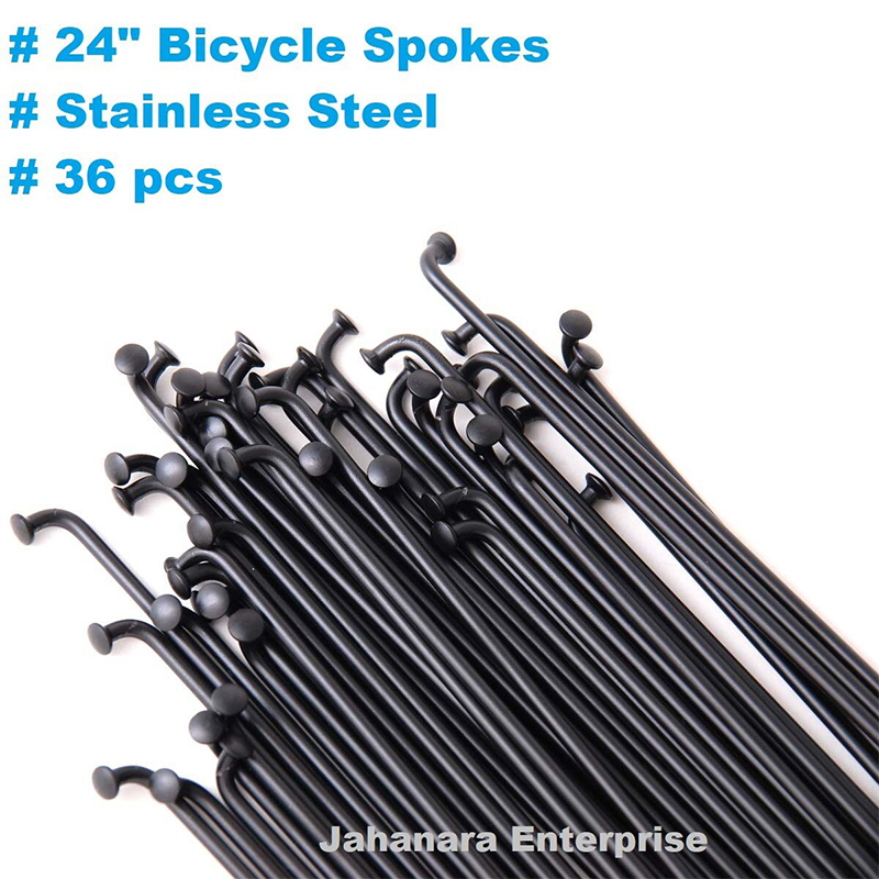 Picture of 24" Bicycle Spokes, Stainless Steel Bike Accessories Black 10/36 pcs - সাইকেল