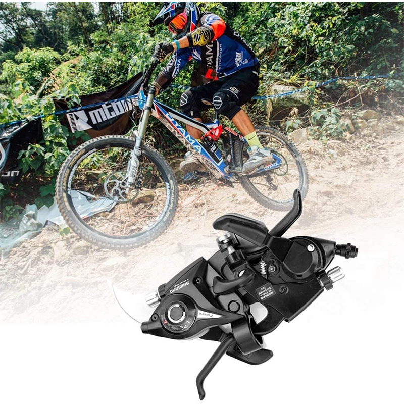 Picture of Mountain Bike Brake Lever, Bicycle Brake Shifter Set Visible Optical Gear Display Indicator with Brake Cable 3 Speed×7 Speed (Right &Left) 2 pcs Bicycle Accessories