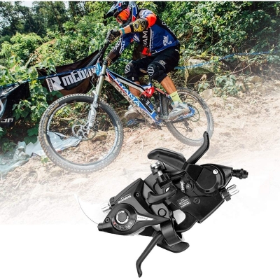Picture of Mountain Bike Brake Lever, Bicycle Brake Shifter Set Visible Optical Gear Display Indicator with Brake Cable 3 Speed×7 Speed (Right &Left) 2 pcs Bicycle Accessories