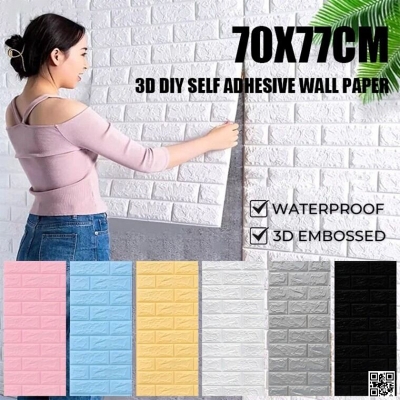Picture of 3D Brick Wall Sticker, Waterproof Self-Adhesive Wallpaper for Home Office Decor সাইজ: 70/77 CM or 28/30 Inchi