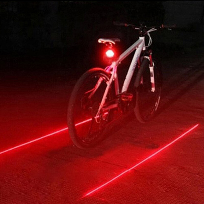 Picture of Bicycle Lasers Lights Waterproof 5 LED 2 Lasers 3 Modes Bike Taillight Safety Warning Light Bicycle Rear Bycicle Light Tail Lamp