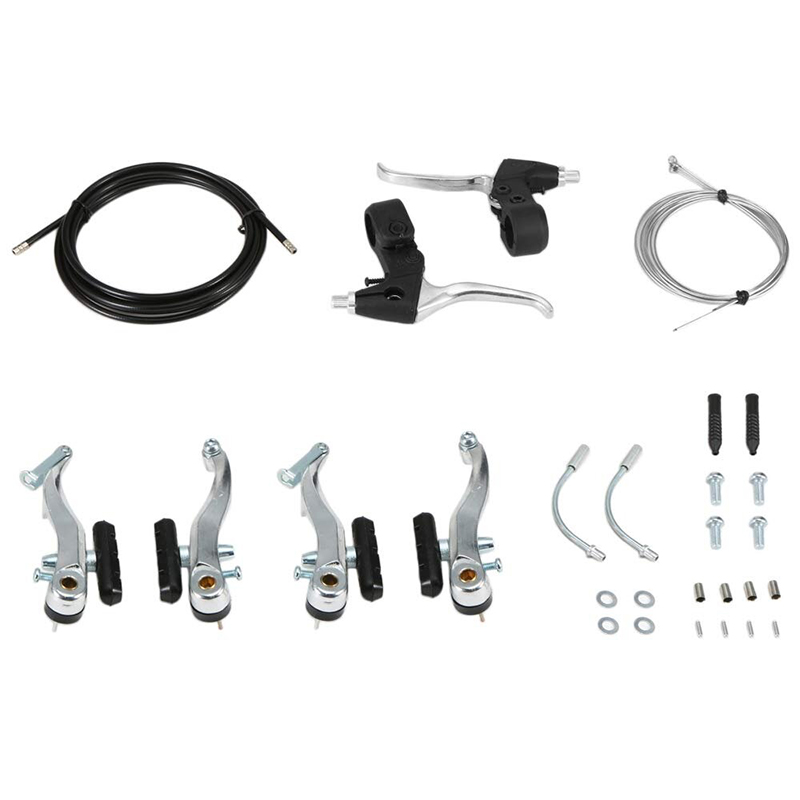 Picture of Bicycle V-Brake & Brake Levers & Cable Cycling Handlebar Short Brake Clutch Lever Gear Cable Wire & Hosing Full Set Bicycle Accessories