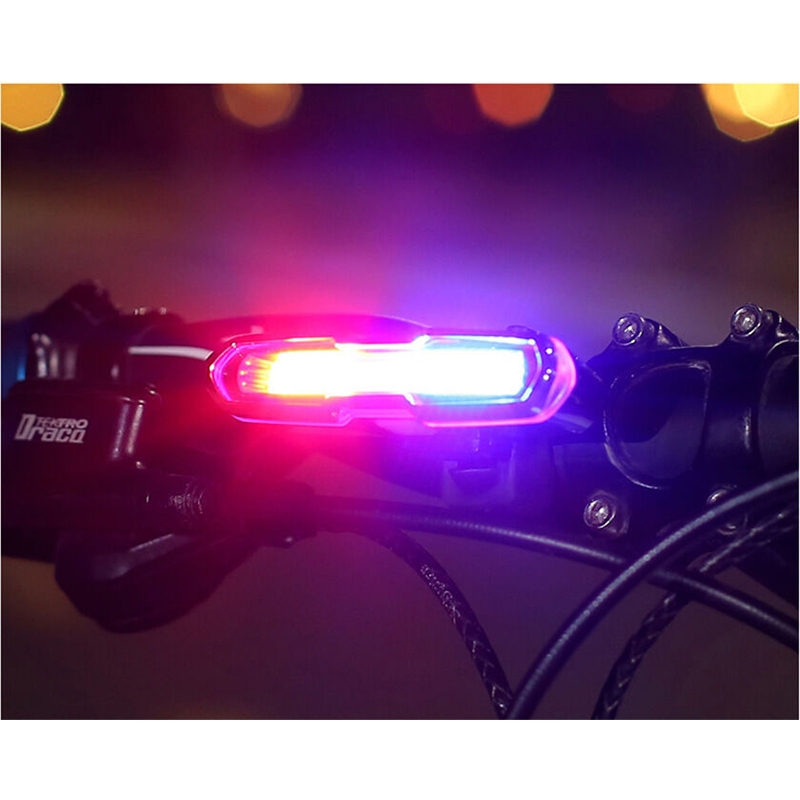 Picture of Bicycle 5 Modes LED USB Rechargeable Sleek Design Tail Light with Multicolor Lights