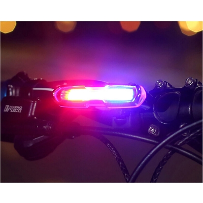 Picture of Bicycle 5 Modes LED USB Rechargeable Sleek Design Tail Light with Multicolor Lights