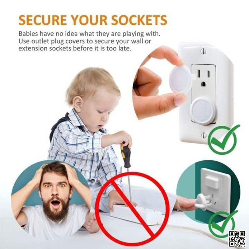 Picture of 10pcs Baby Safety Electrical Socket Cover, Multiplug Safety Guard, Electric Socket Plug Protector