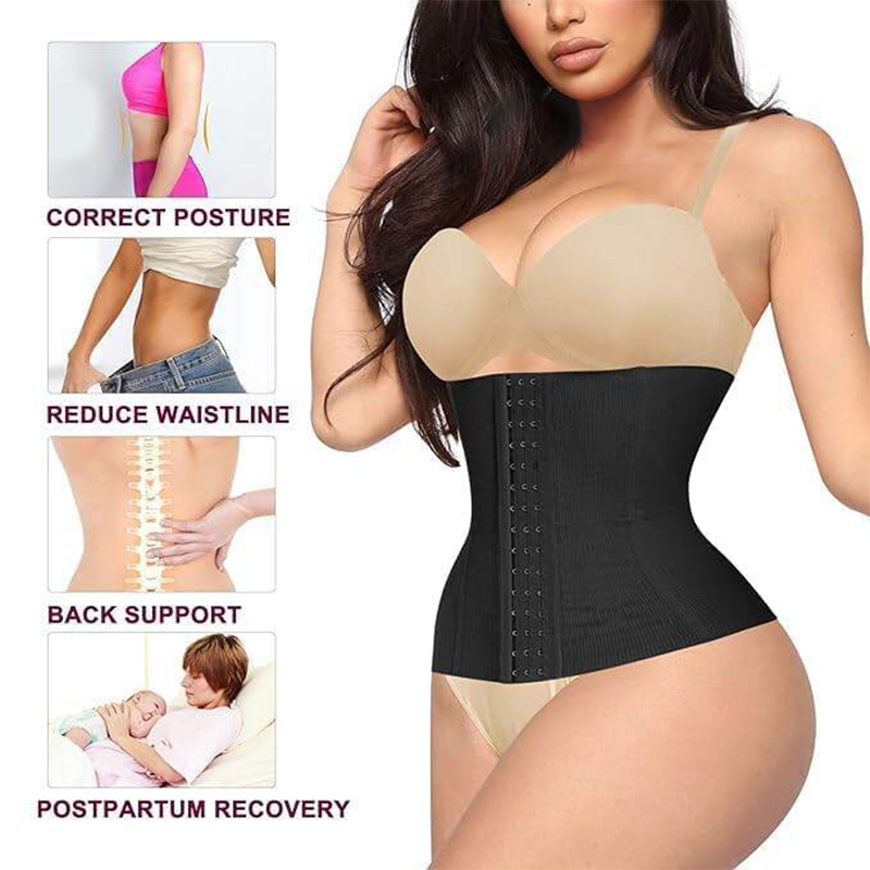 Picture of Waist Trainer Tummy Control Shapewear for Women | Seamless Hook Belt Body Shaper | Belly Fat Slimming Corset | Free Size 32–38 Inch Waist | Black