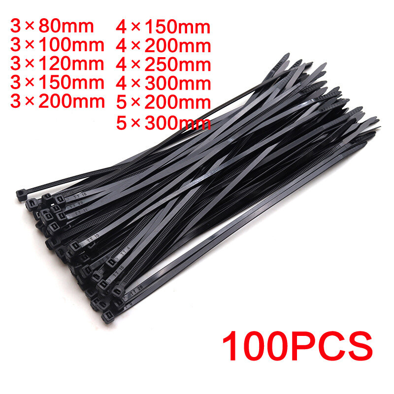 Picture of 4 Inch (3x100mm) Cable Tie 100 Pcs Black Nylon Plastic Cable Tie