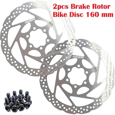 Picture of Brake Rotor Bike Disc 160 mm 2 Pack Stainless Steel Bicycle Rotors With 12 PCS T25 M5x10mm Screws For Bike Mountain Bike MTB BMX