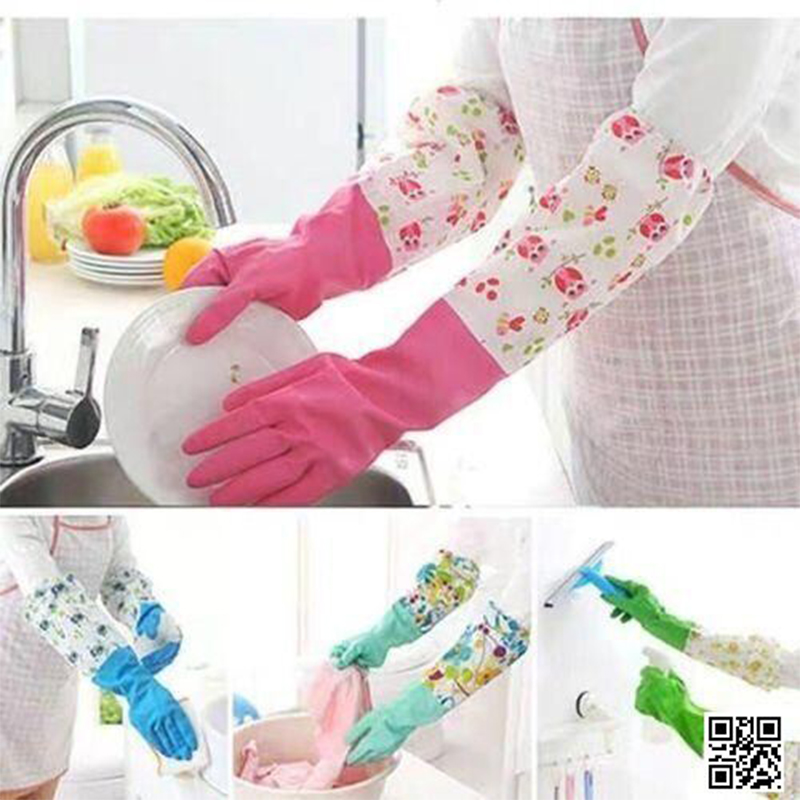 Picture of PVC Kitchen Gloves 2Pcs, Silicone Dish Washing Kitchen Hand Gloves, Half Hand Kitchen Gloves