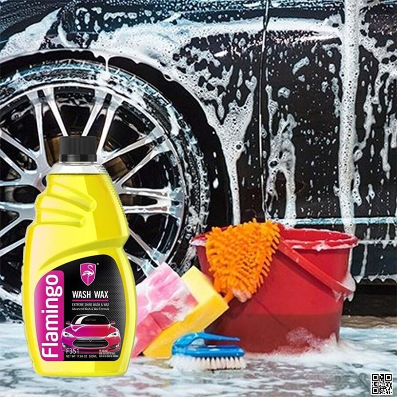 Picture of Flamingo Wash Wax (Ultra Shine Wash & Wax) with Advanced Formula 500ml, Car wash shampoo, Motorcycle wash shampoo, Bike wash shampoo