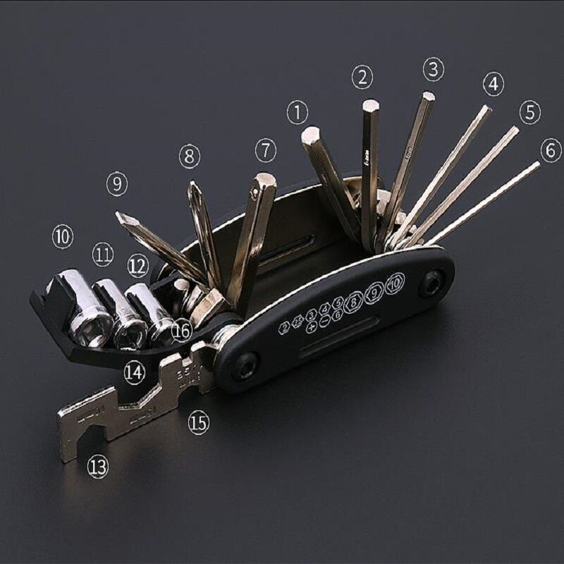 Picture of Combo of Chain Cleaner Brush and 15 in 1 Multi-Function Cycle Tools Kit Spoke Wrench Cycling Bicycle Chain Cleaner Brush & Cycle