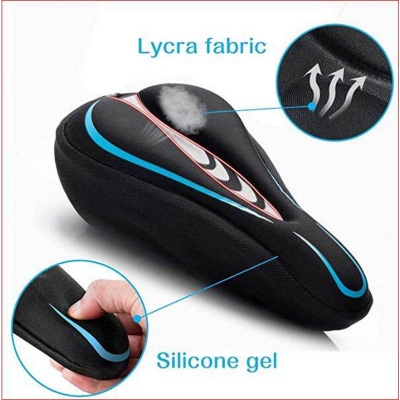 Picture of Gel Bike Saddle Cover, Bike Seat Cushion Bicycle Cover and Reflective Safety Strap, Extra Soft Mountain Cycling Seat Cover Bicycle Accessories