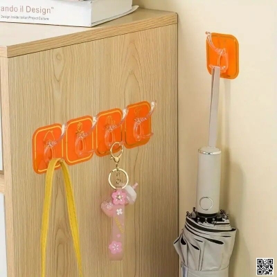 Picture of 6 Pcs/12 Pcs Self Adhesive Hook Key Storage Hanger for Kitchen Bathroom Door Wall Wall Hanger Sticky Walls for Hooks Sticker Door Bedroom Bathroom Home Hooks and Hangers Kitchen Magic Adhesive self Strong Wall Hanger