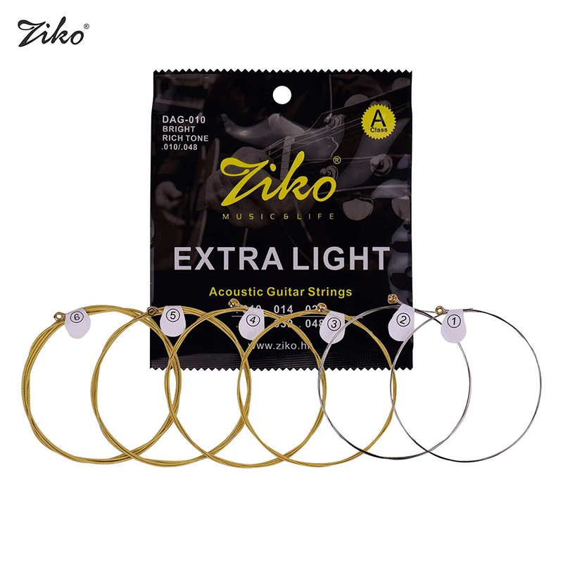 Picture of ZIKO DAG-010 Extra Light Acoustic Folk Guitar Strings 6 String Set High Carbon Steel Core Wire Brass Wound