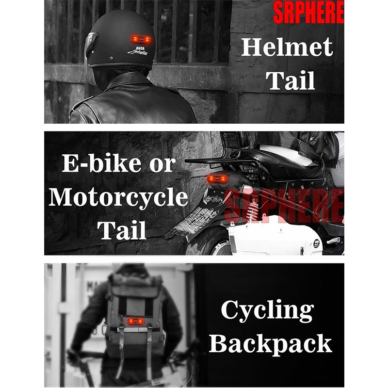 Picture of Motorcycle Helmet Cycle Bike Helmet Night Safety Signal Warning Light LED Light Rear Tail Lamp Taillight Rechargeable Waterproof