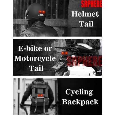 Picture of Motorcycle Helmet Cycle Bike Helmet Night Safety Signal Warning Light LED Light Rear Tail Lamp Taillight Rechargeable Waterproof