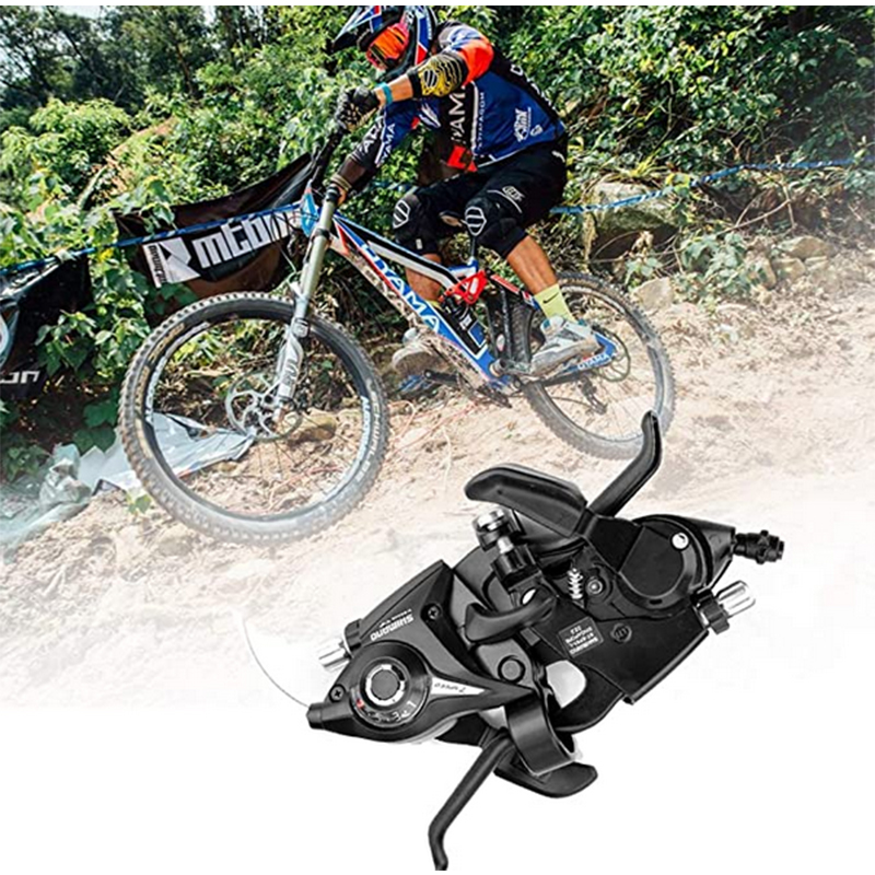 Picture of Mountain Bike Brake Lever, Bicycle Brake Shifter Set Visible Optical Gear Display Indicator With Brake Cable 3 Speed(Left Side) And 7 Speed(Right Side) - সাইকেল
