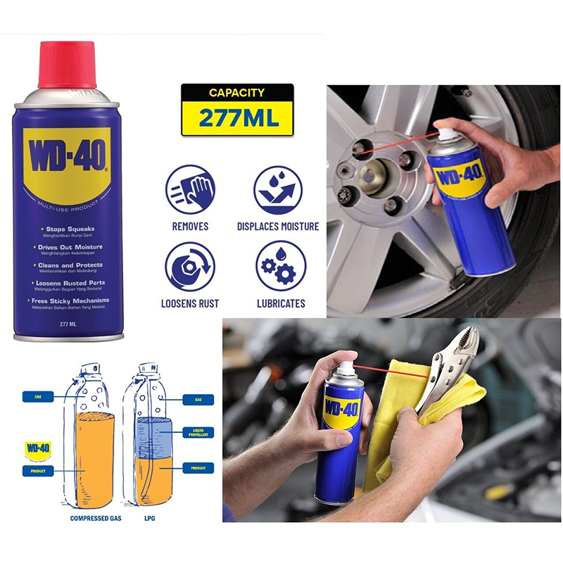 Picture of WD-40 (277ml) MULTI-USE PRODUCT Use For Multipurpose Cleaning Rust Remover lubricant 277ml