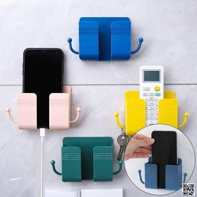 Picture of Wall Mount Phone Holder (Square), Wall Mount Phone Plug Holder Storage Box Charging Cell Phone Stand Brackets For Bedroom Bathroom Study