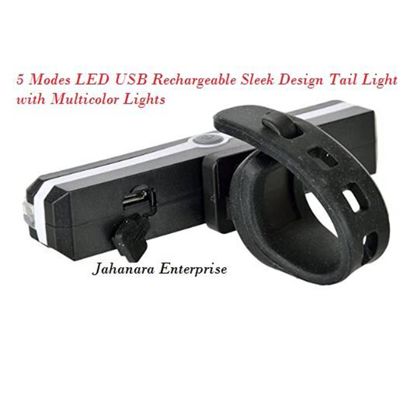 Picture of Bicycle 5 Modes LED USB Rechargeable Sleek Design Tail Light with Multicolor Lights