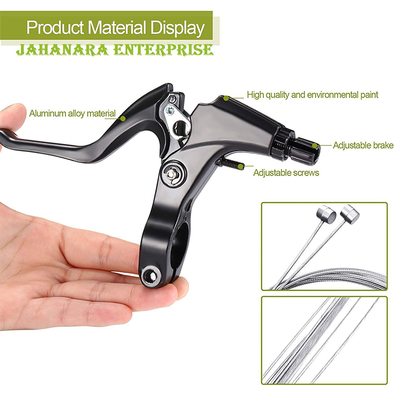 Picture of 2 Pieces Mountain Bike Brake Aluminum Alloy Brake Handles with 3 Finger Design 2.2 cm Diameter and 2pc Brake Cables Wires Free - সাইকেল