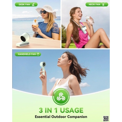 Picture of Turbo Fan, 5-Speed Foldable Handheld Fans,1800mAh USB Rechargeable Battery Operated Lash Small Pocket Fan for Travel/Outdoor/Home/Office