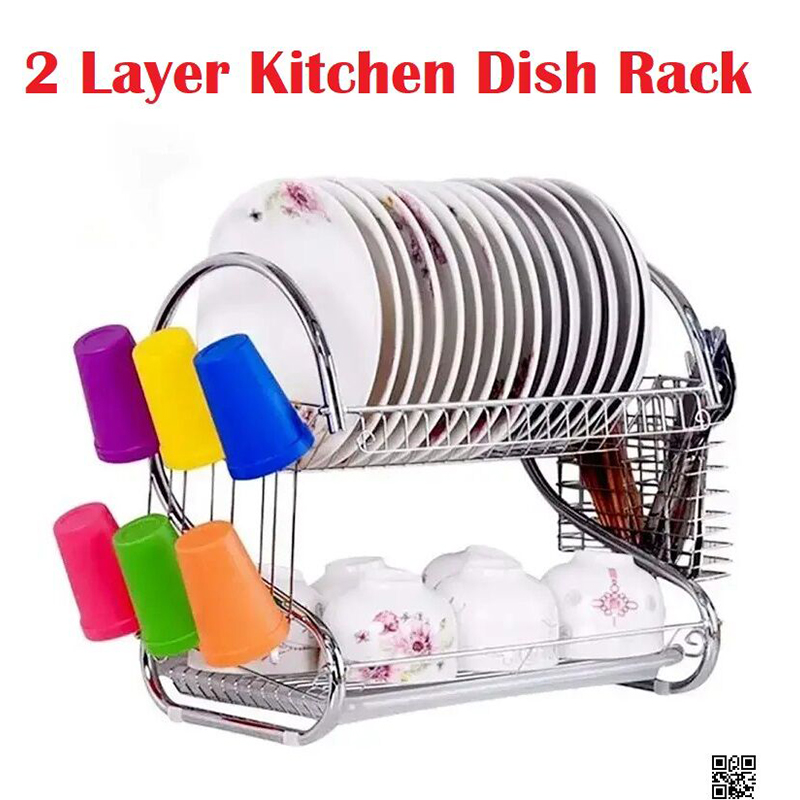 Picture of 2 Layer Stainless Dish Drainer Rack
