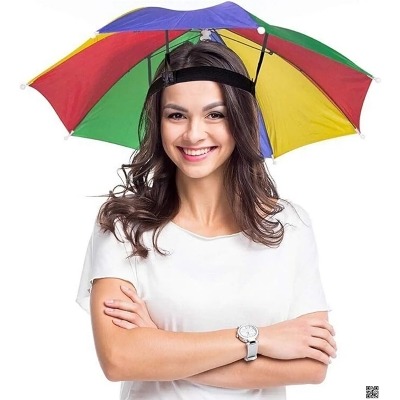 Picture of Umbrella Hat Elastic headband Umbrella Hats for Women Men Hands Free Umbrella