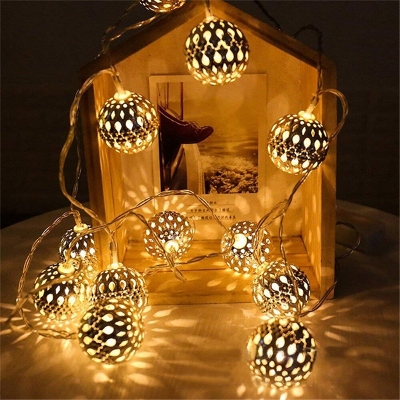 Picture of Home Decoration Light Metal Balls String Lights LED Globe Light Christmas Holiday Wedding Garland Home Party Decor