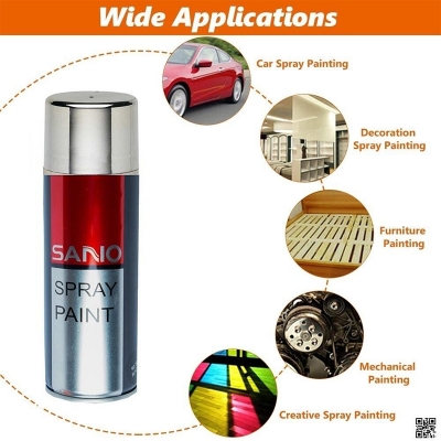 Picture of Sanvo Spray Paint (318 Bright Chrome) Metallic Bright Chrome Color Aerosol Spray Paint