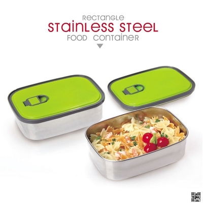 Picture of 1.1L Rectangle Stainless Steel Food Container/Lunch Box 1 pcs