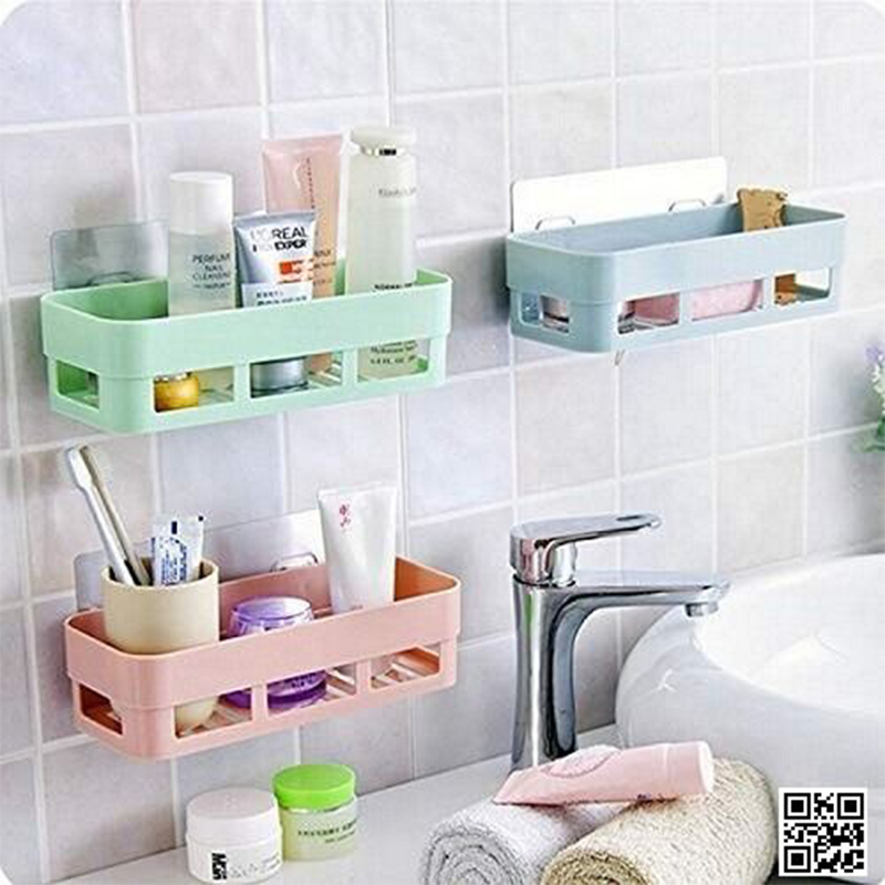 Picture of Kitchen & Bathroom Storage Rack 4 Colors Wall Hanging Bathroom Shelves Storage Shelf Rack