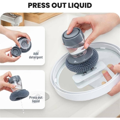 Picture of 2 in 1 Soap Dispensing Palm Dish Cleaning Brush
