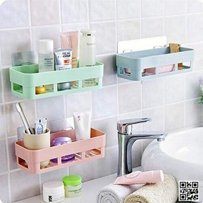 Picture of Kitchen & Bathroom Storage Rack 4 Colors Wall Hanging Bathroom Shelves Storage Shelf Rack
