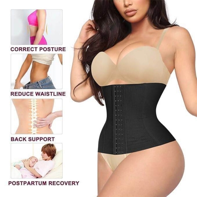 Picture of Waist Trainer Tummy Control Shapewear for Women | Seamless Hook Belt Body Shaper | Belly Fat Slimming Corset | Free Size 32–38 Inch Waist | Black