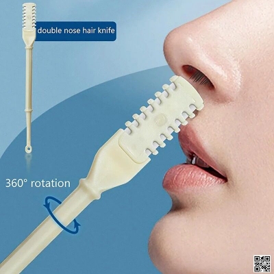 Picture of 2-in-1 Nasal Hair Cutter | 360 Rotating Nose Hair Trimmer & Manual Ear Picker | Portable Double-Sided Nose & Ear Hair Trimmer