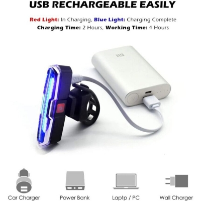 Picture of USB Rechargeable Tail Light RED High Intensity Rear LED Accessories for any Bicycles, Helmets Bicycle Accessories
